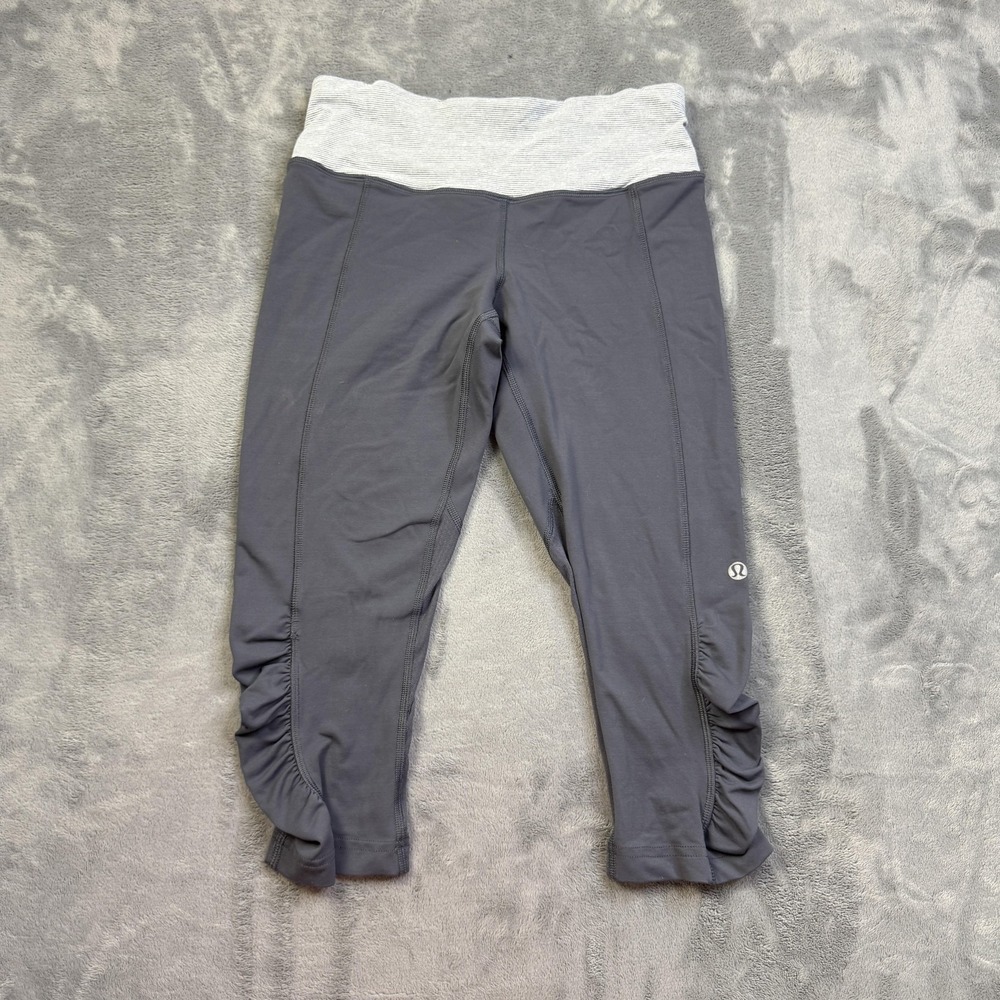 Lululemon Leggings Womens Size‎ 4 Mid Rise Gray Grey Cropped Athletic Gym Yoga